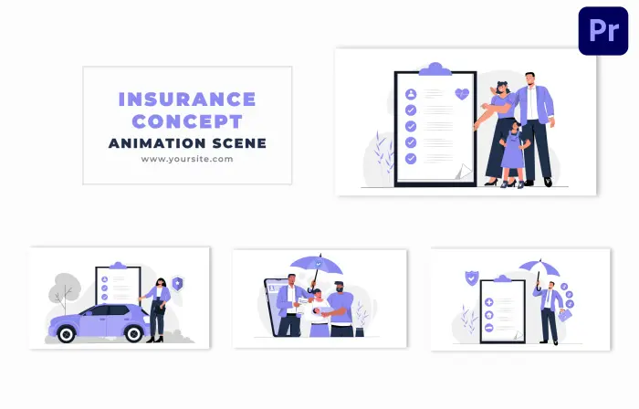Life Insurance Policy Flat Design Character Animation Scene